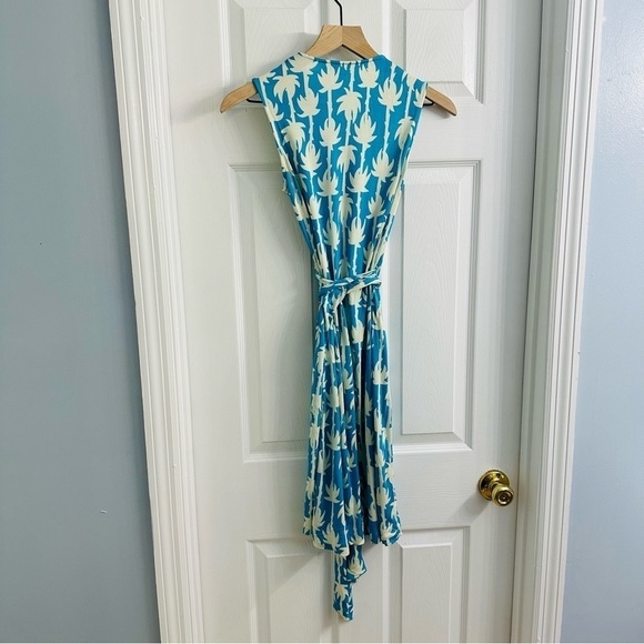 Diane Von Furstenberg Vintage Dress Mini Wrap Silk Blue White Jude 2 Extra Small - Picture 4 of 6